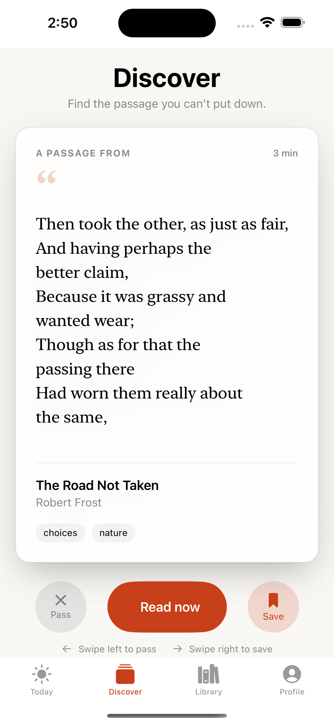 Daily Read Discover passage screen
