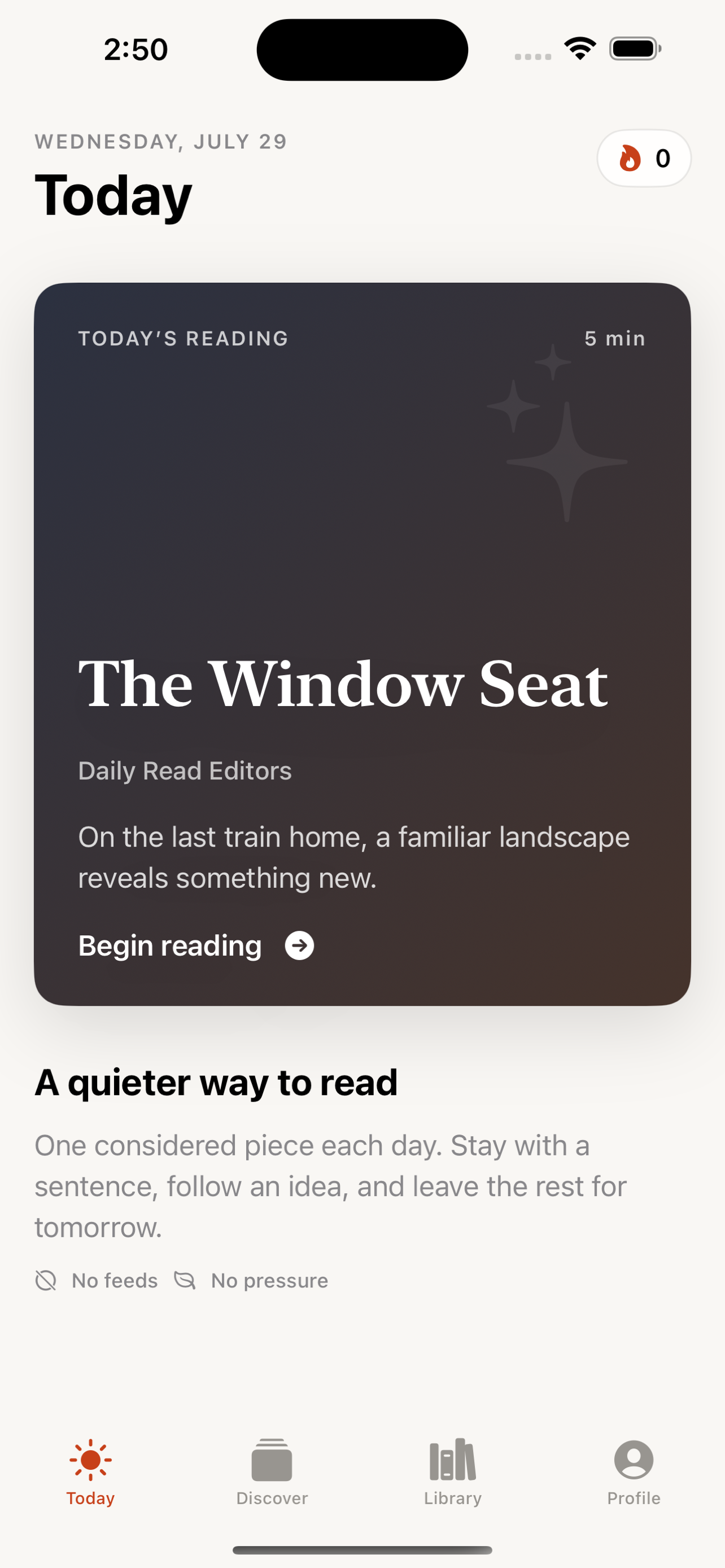 Daily Read Today screen